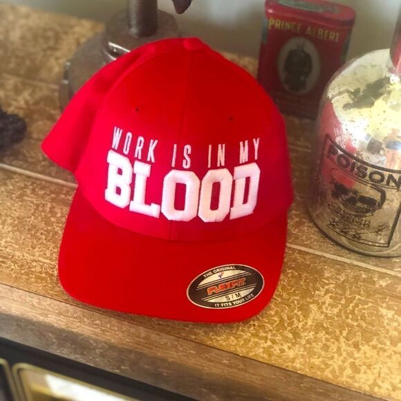 Flag nor fail work is in my blood ball hat red sold out rare retired limited - Picture 2 of 6